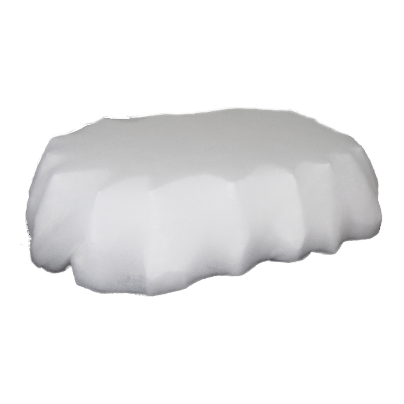 Floe de glace, 78x53x18cm polystyrène, recouvert de coton