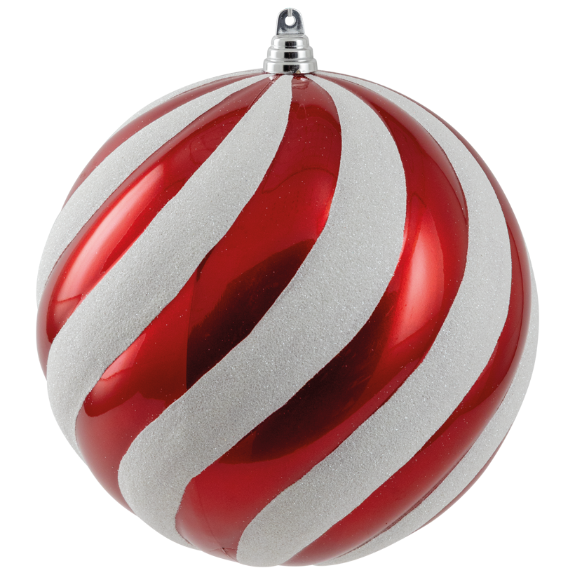 Ball ornament, Ø 25cm out of plastic, wavy, with hanger