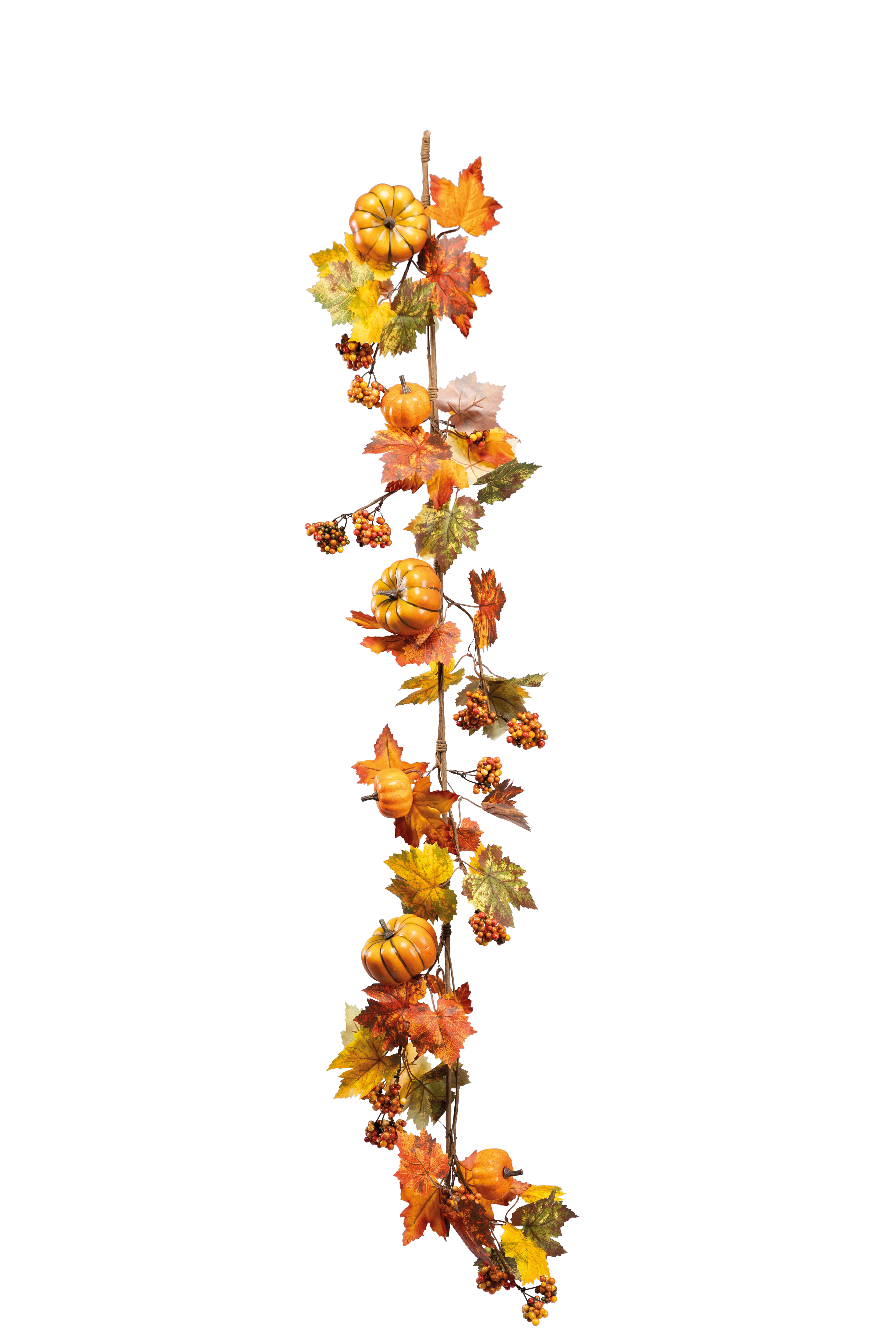 Autumnal garland, decorated, 150cm out of plastic/artificial silk, with berries, pumpkins, flexible