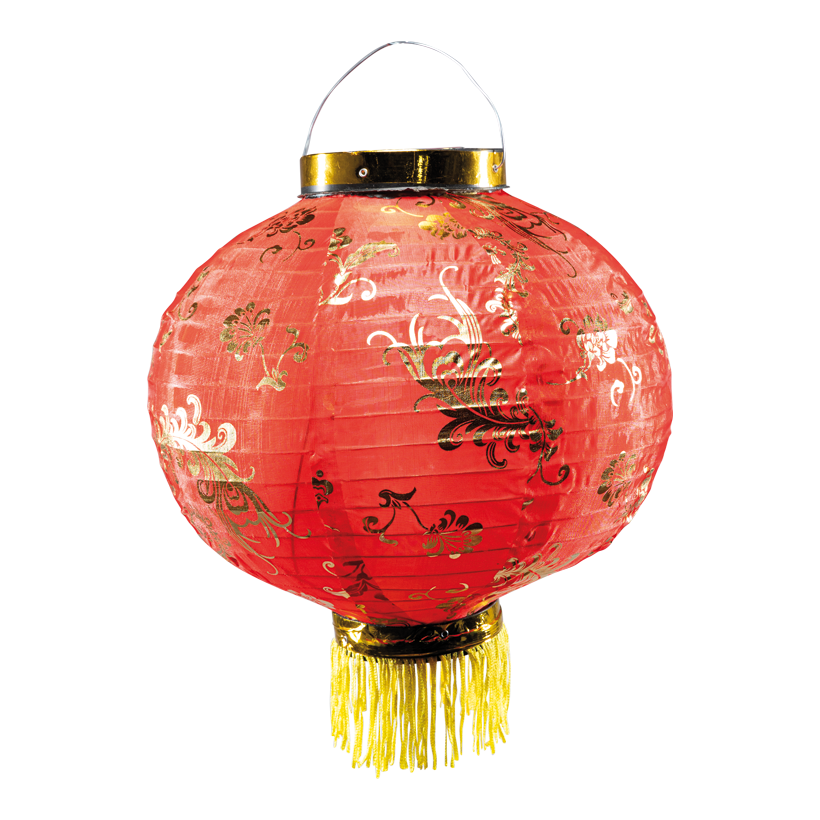 Chinesische Laterne, Ø 30cm aus Kunstseide, mit Quasten, zum Hängen