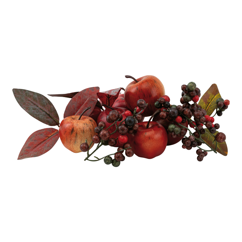 Herbstdeko in Box, 175g aus Kunststoff/Styropor/Naturmaterial, Inhalt: Äpfel, Tannenzapfen, Beeren, Blätter