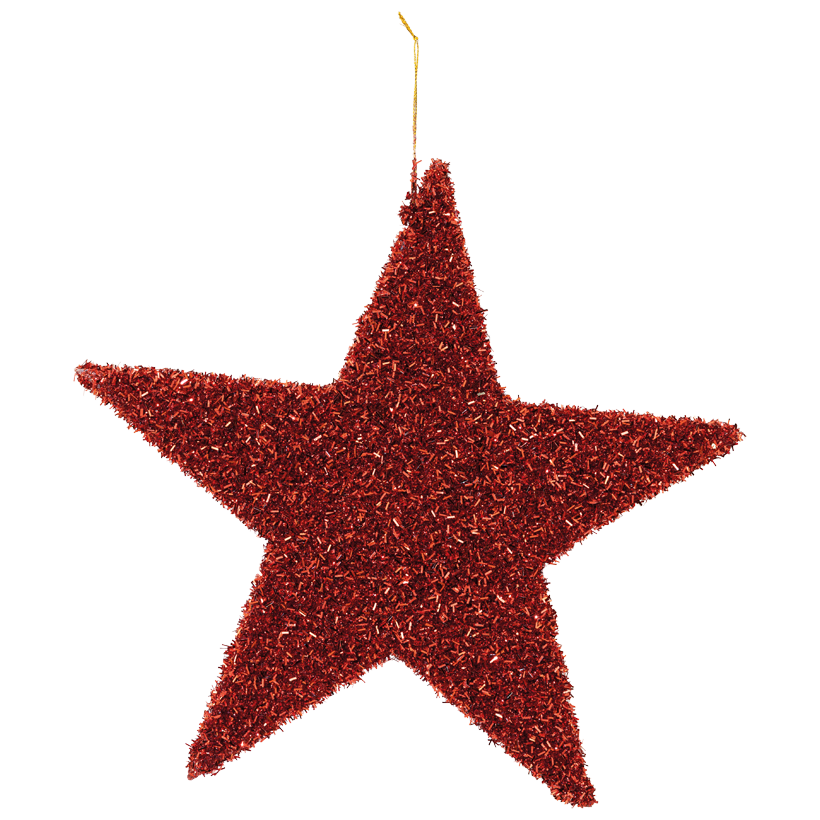 Star, Ø 30cm out of styrofoam, with tinsel glitter and hanger