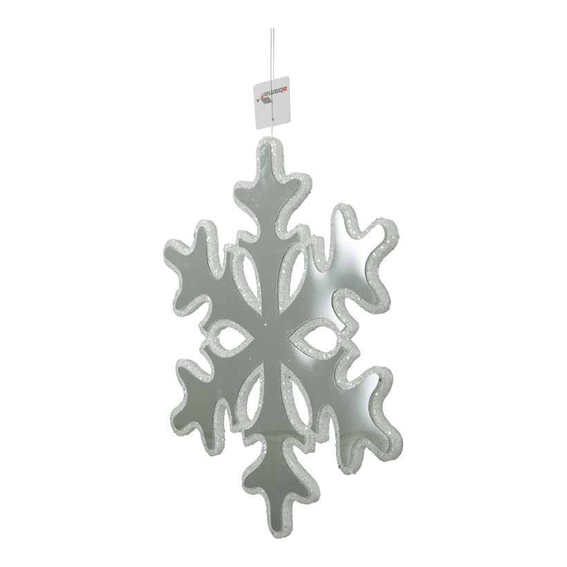 Schneeflocke mit Spiegeleffekt, 40cm aus Schaumstoff, mit Nylonfaden