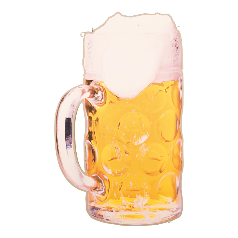 Beer mug, 40x24x4cm out of styrofoam, double-sided, with 2 suspension eye