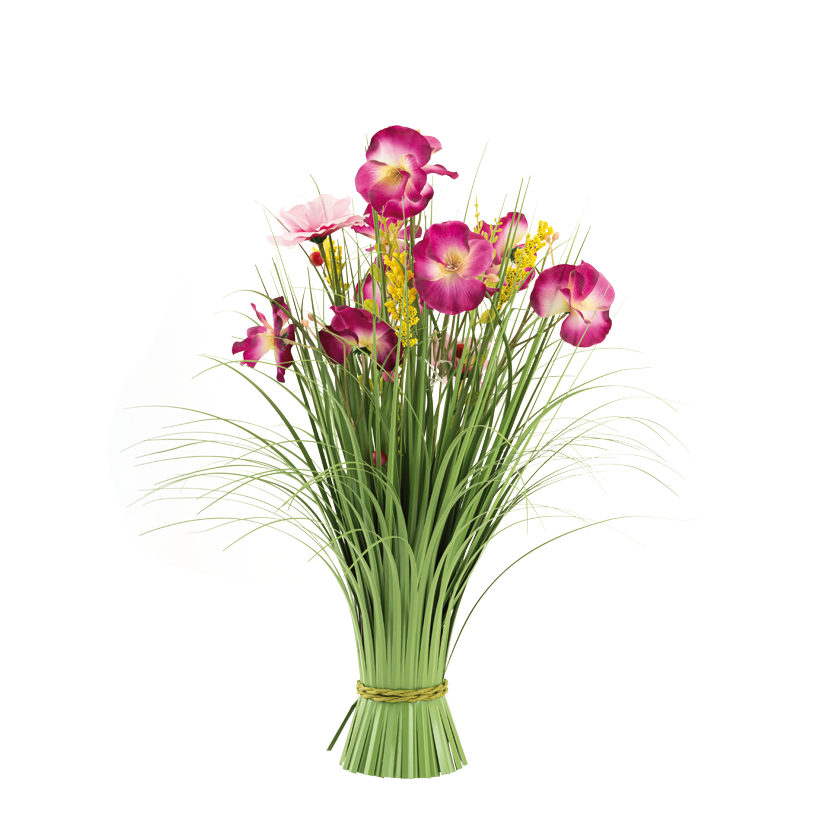 Bundle of grass with violets, 50cm Fuß: Ø 8cm, Breite: 30cm out of plastic/artificial silk
