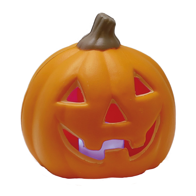 Pumpkin with face, 10x10cm out of plastic, 2x AA batteries required, with lights