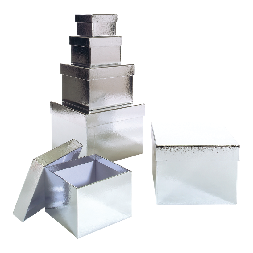 Gift boxes set of 6pcs, 18x18x13cm - 16x16x11,5cm - 14x14x10cm - 12x12x8,5cm - 10x10x7cm - 8x8x5,5cm 6 pcs./set, square