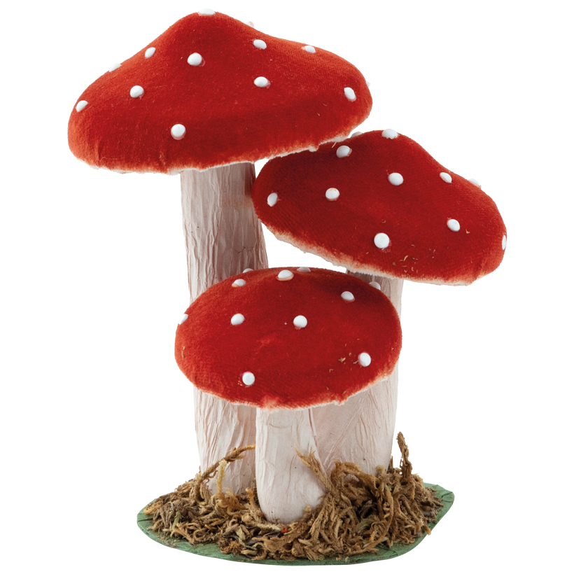 Group of fly agaric, 17x14x11cm 3-fold, out of styrofoam