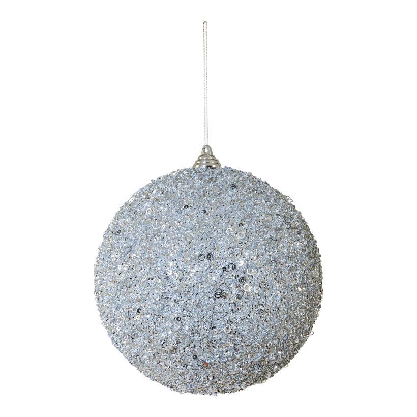 Kugel mit Pailletten, Ø 20cm aus Styropor/Kunststoff, mit Hänger, beglittert