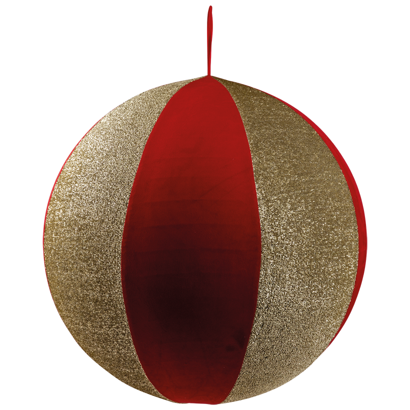 Textile ball, inflatable, Ø 60cm mix of velvet and glitter fabric, foldable, with zipper and hanger