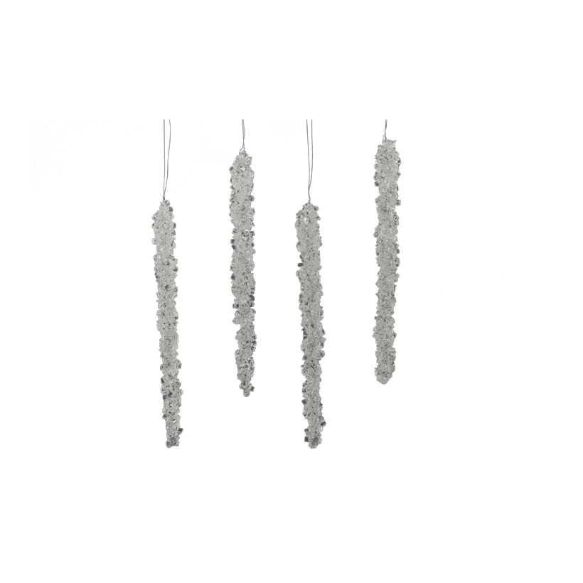 Eiszapfen, 15cm im 4-er Set, aus Kunststoff, mit Hänger