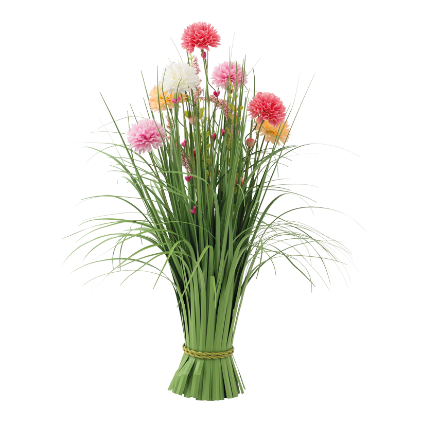 Grasbündel mit Chrysanthemen, 50x30cm Fuß: Ø 8cm aus Kunststoff/Kunstseide