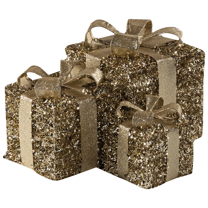 Gift boxes, 17x15x15, 25x20x20, 29x25x25cm 3 pcs./set, out of tinsel and metal, nestable
