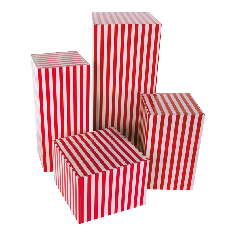 Boxes, rayée, 45x20x20cm, 35x15x15cm, 25x15x15cm, 15x20x20cm, 4pcs./set, assemblable, carton