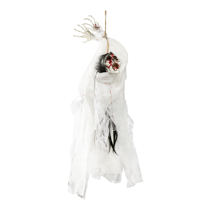 Scary figure, 100x45cm out of plastic/fabric, with moveable arms, with hanger