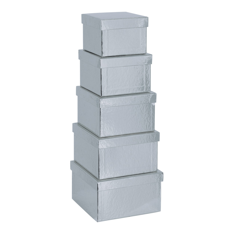 Boites, 15,5x15,5x10cm - 18,5x18,5x11cm, 5 pcs./set, carrée, assemblable, carton