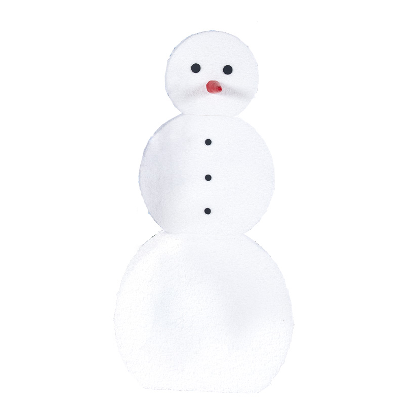 Snowman, 3-part, 180x80cm made of styrofoam, flocked, with glue strips at contact points