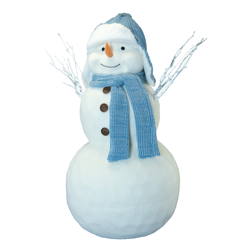 Bonhomme de neige, 100x75x53cm en polystyrène/tissu/bois