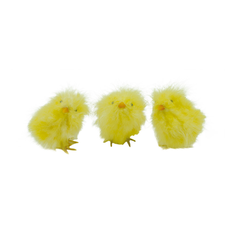 Chick, 12cm, 3pcs./blister, real feathers