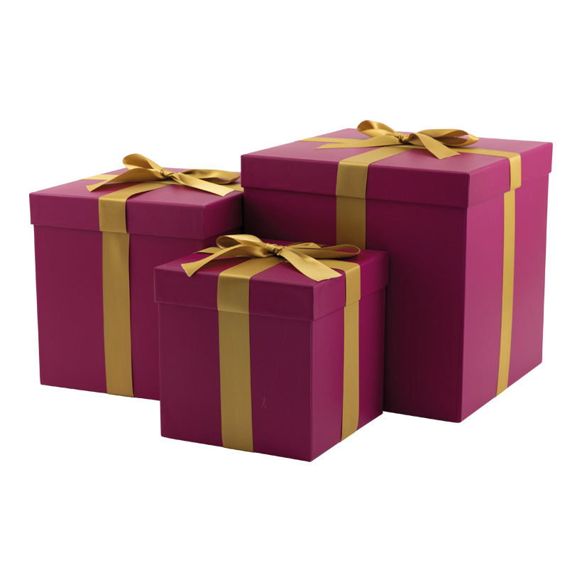 Geschenkboxen, 30x30x30cm,25x25x25cm 20x20x20cm 3 Stk./Set, mit Satinschleife, ineinander passend