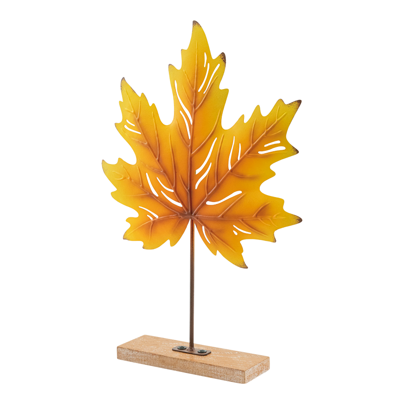 Ahornblatt auf Standfuß, 39x27x5,5cm Standfuß: 16,5x5,7x1,5cm aus Metall/MDF