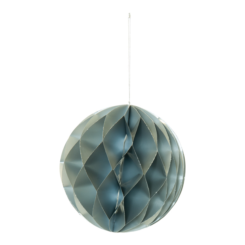 Wabenkugel, 20cm faltbar, mit Hänger, aus Papier, mit silber glitzernden Rändern, Magnetverschluss
