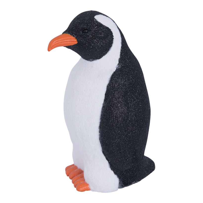 Penguin, 25x14x13cm flocked and glittered
