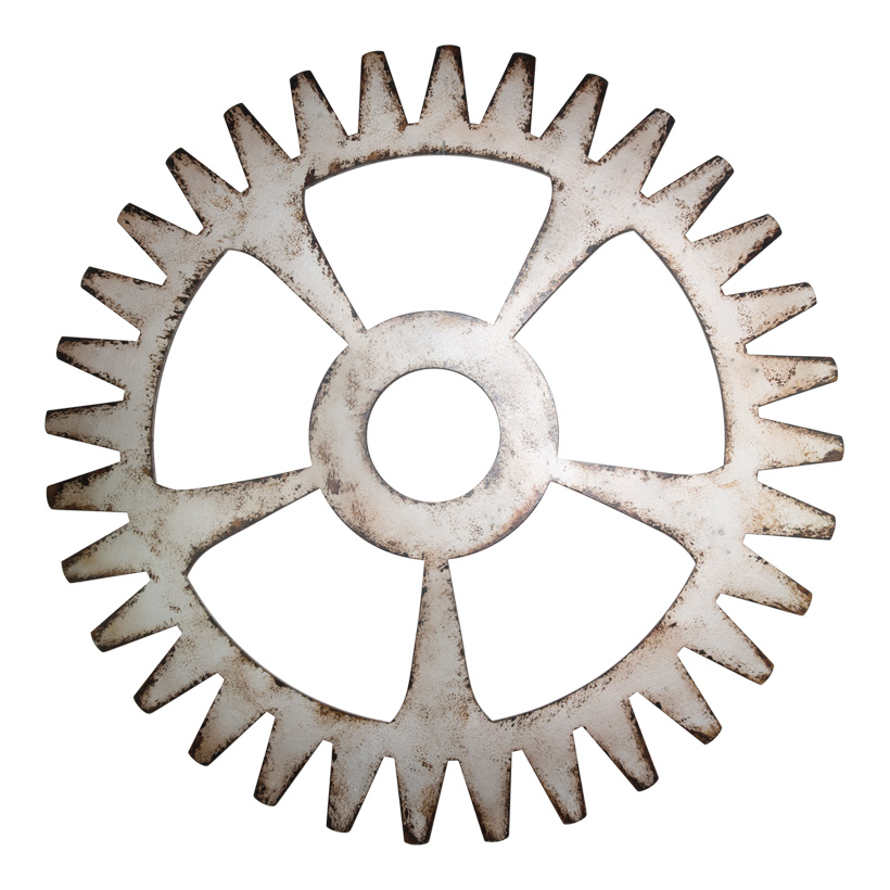 # Gearwheel, Ø 80cm, wood, metal optic