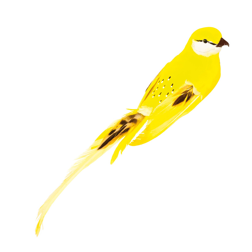 Bird with clip, 40x7x7cm, styrofoam with feathers