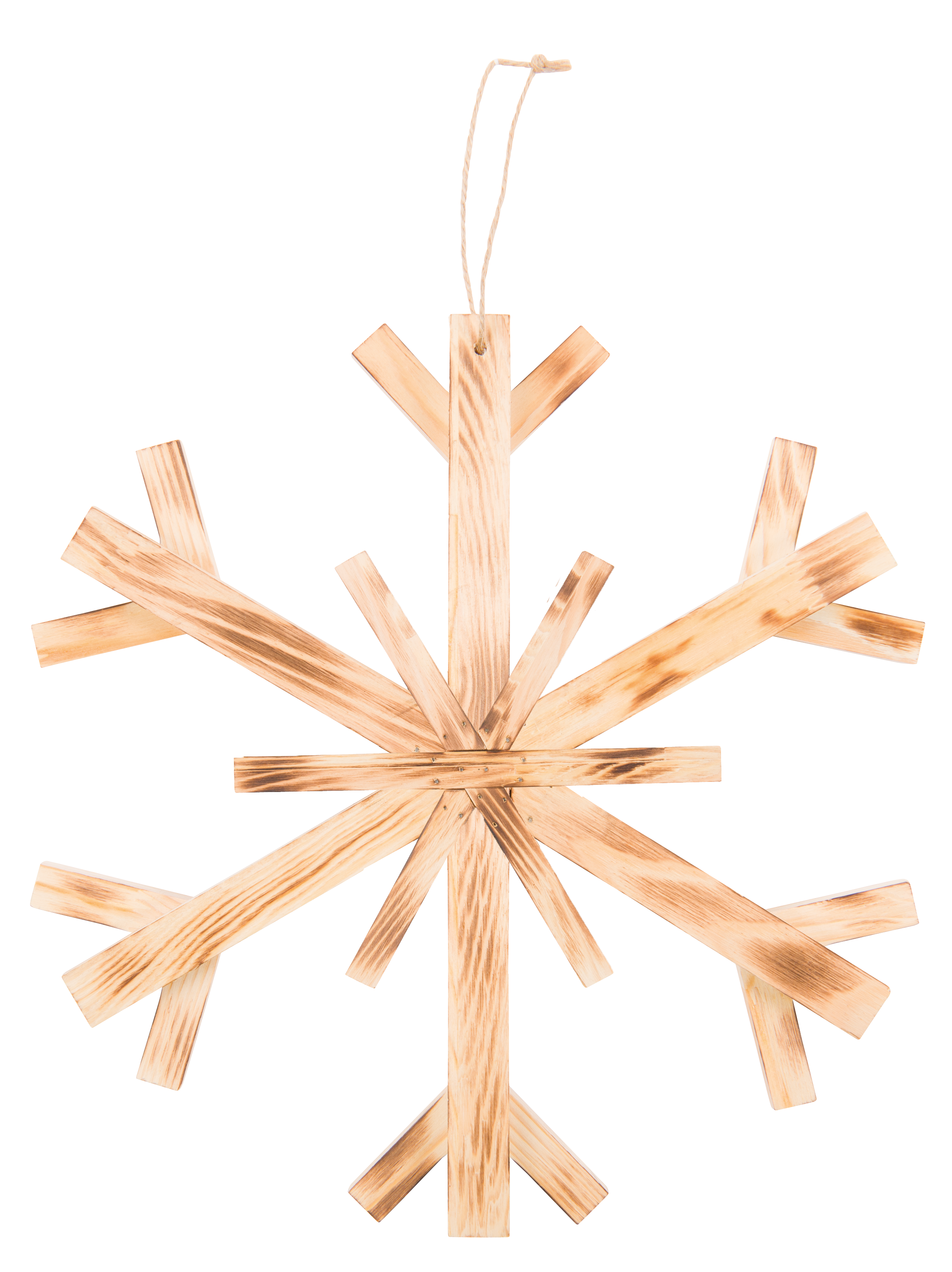 Schneeflocke aus Holz, 30x30x2cm mit Hänger