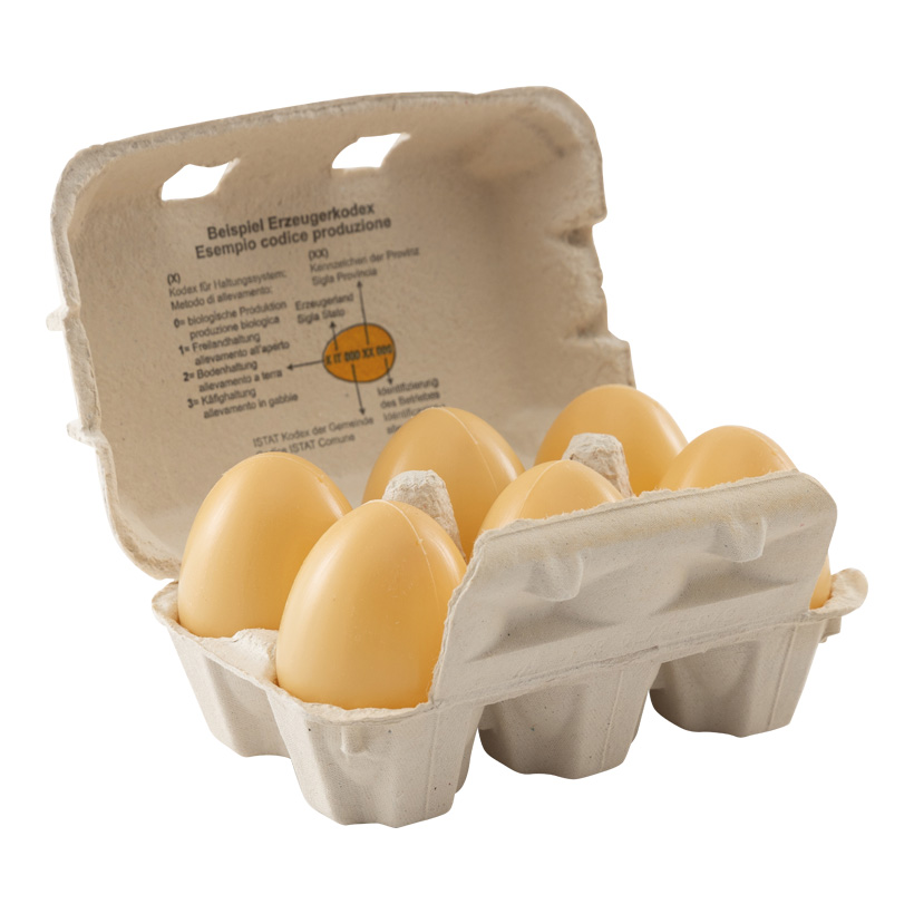 # eggs in box, 15x11cm 6 pcs, out of plastic