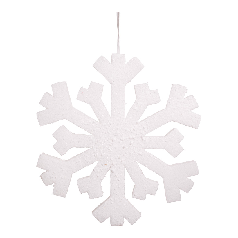 Flocon de neige, 30cm, avec suspension, mousse, enneigé