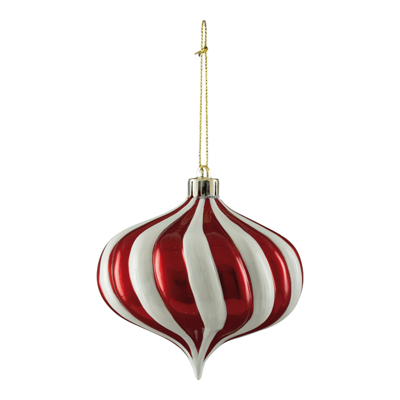 Ornament, Ø 10cm aus Kunststoff, zwiebelförmig, mit Hänger