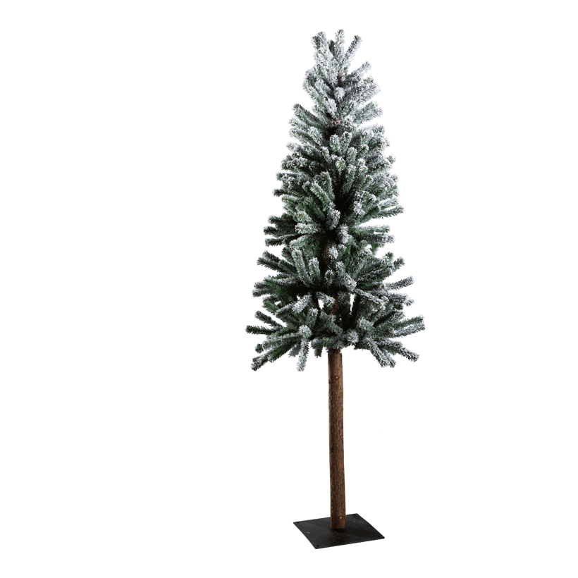 Tannenbaum mit Metallfuﬂ, 180cm mehrteilig, schlank, beschneit