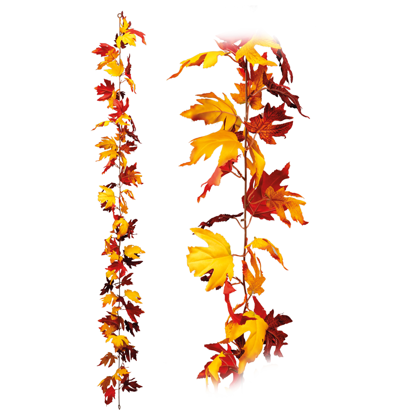 Autumn leaves garland, 175cm out of artificial silk and plastic, flexible