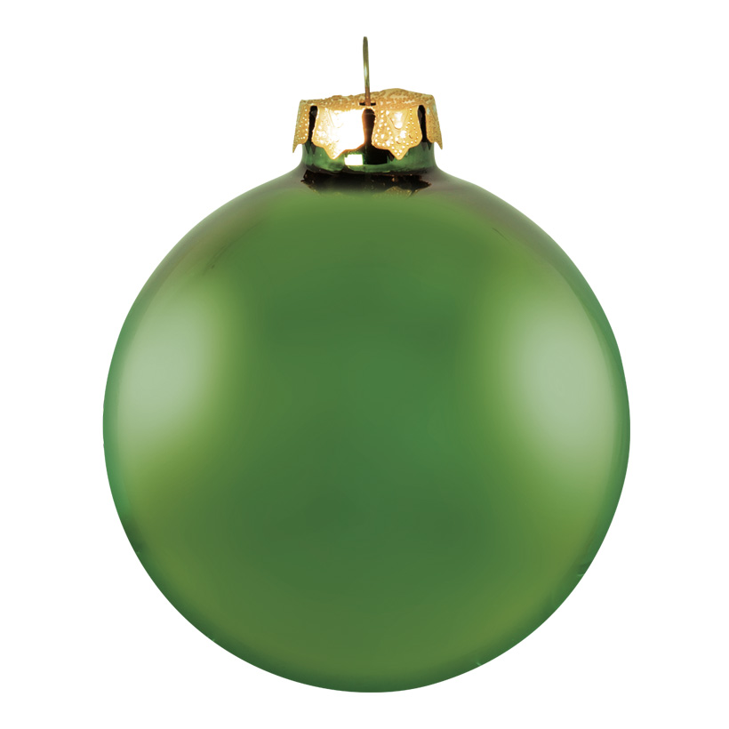 # Christmas balls, green matt, Ø 8cm, made of glass, 6 pcs./blister