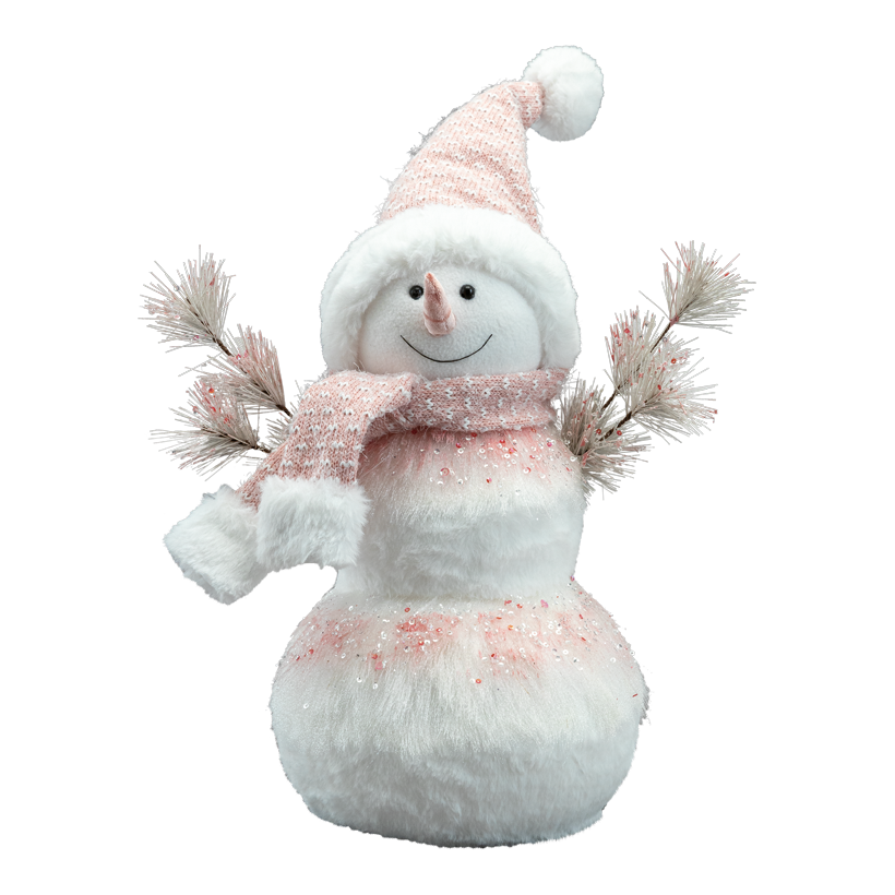 Snowman, 40x40x20cm out of styrofoam/textile, flexible cap