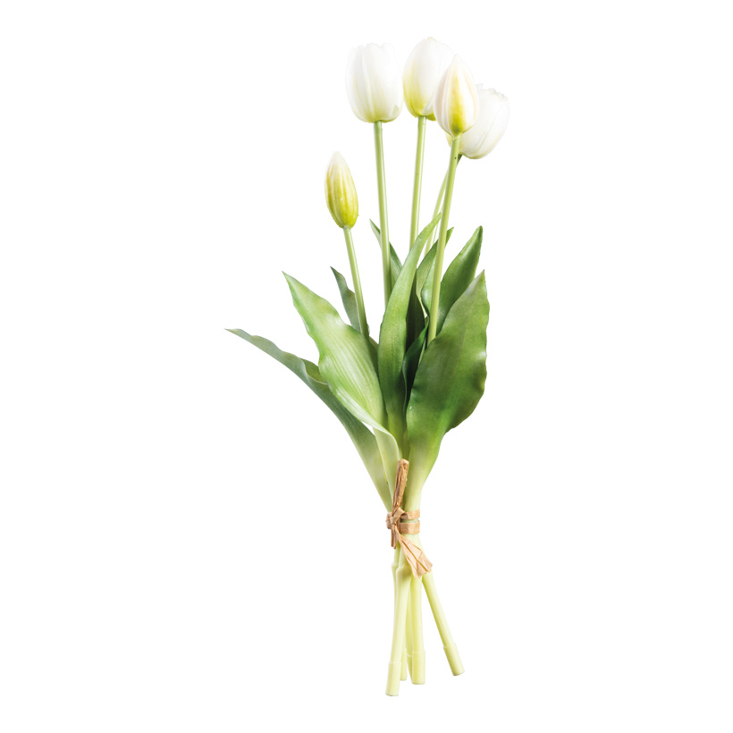 Tulpenbund, 40cm Stiel: 35cm 5-fach, aus Kunstseide/Kunststoff, biegsam, Real-Touch Effekt