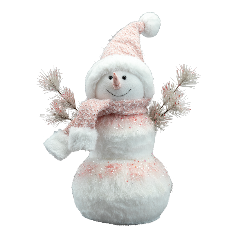 Bonhomme de neige, 40x40x20cm en polystyrène/tissu, bonnet flexible