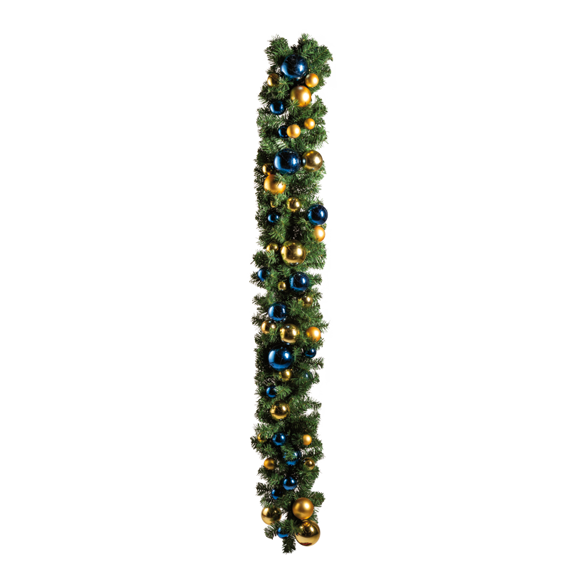Noble fir garland, 180x30cm 200 tips, total 48 balls: 6x⌀ 10cm, 12x⌀ 8cm, 5x⌀ 7cm, 14x⌀ 6cm und 11x⌀ 5cm matt/shiny