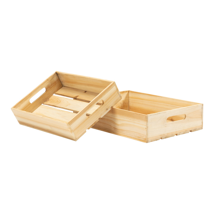 Holzkisten im Set, 40x30x10cm, 35x25x8cm 2-fach, ineinander passend