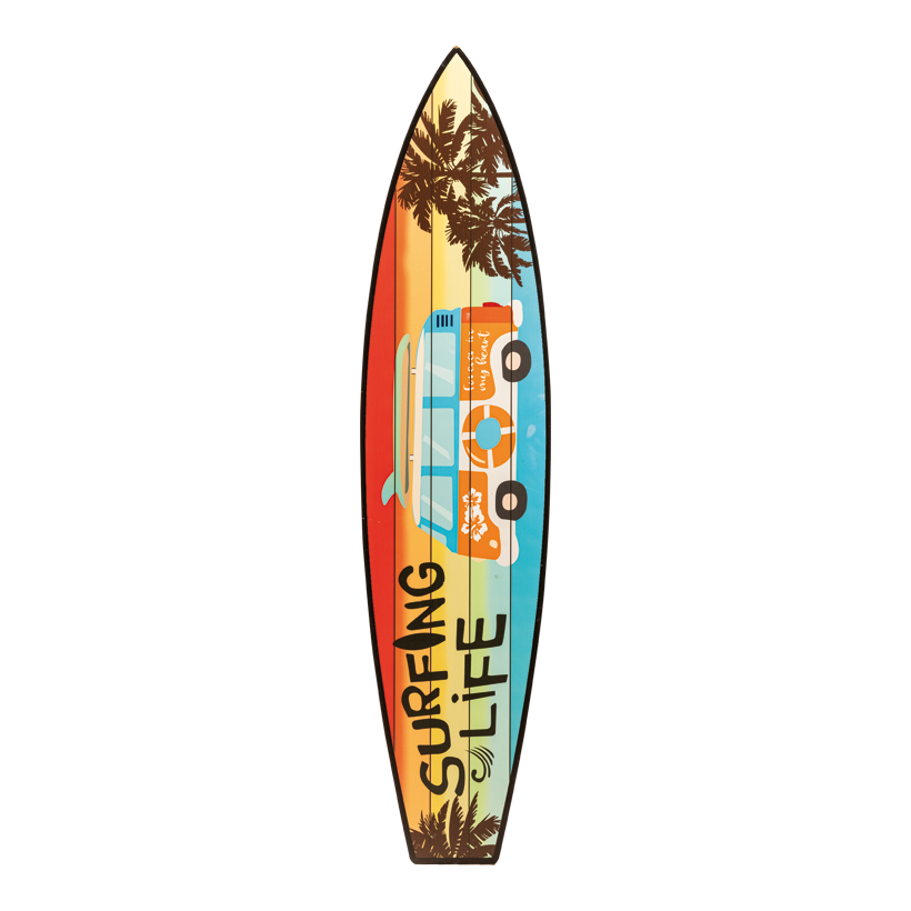 Surfbrett aus MDF, 170x40cm mit Holzständer, bedruckt