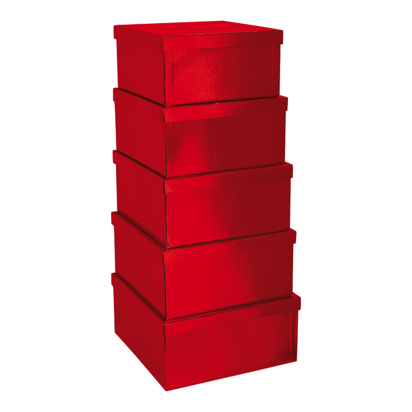 Boxen, 27,5x27,5x14cm - 33,5x33,5x16cm, 5 Stk./Satz, quadratisch, nestend, Pappe