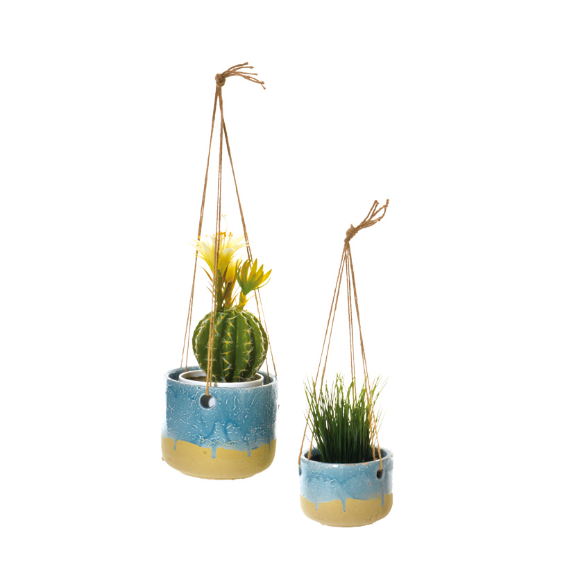 # Hanging pots 13x15 cm ceramic/rope