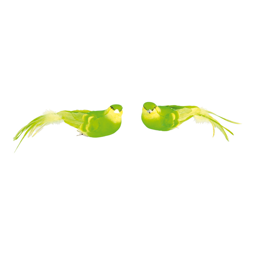 Birds with clip, 6x26cm, 2-fold assorted, styrofoam with feathers