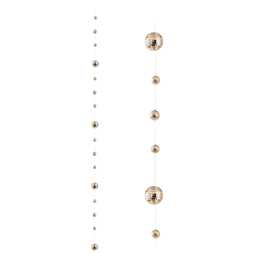 Ball garland, 16-fold, 180cm Kugeln 4,5cm und 1,5cm/2,5cm out of styrofoam, with a hanger at both ends