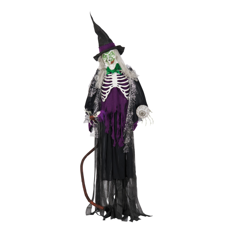 Witch figure, 190x55cm out of textil/plastic, Eyes flash red, 6x LR44 batteries required