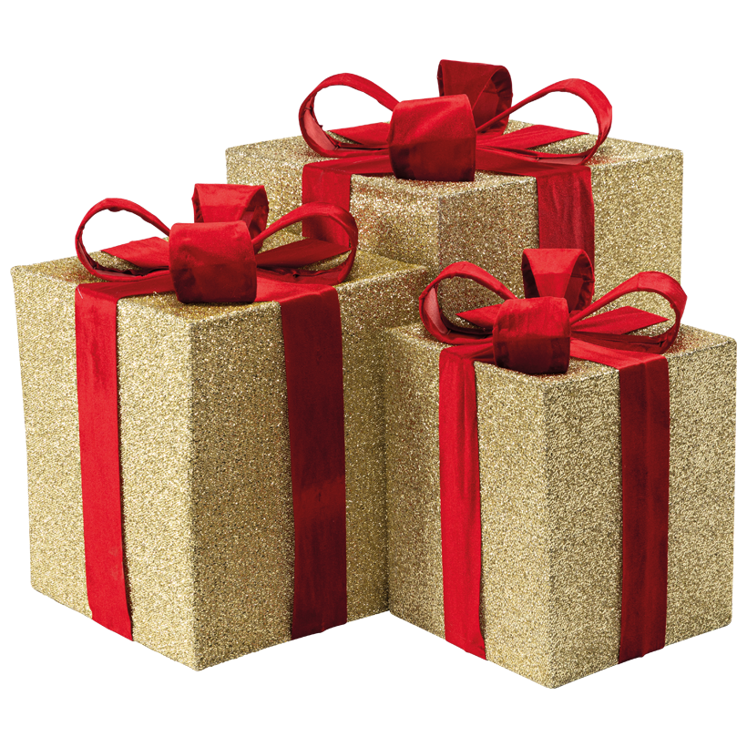 Gift boxes, 42x28x28cm, 47x34x34cm und 57x40x40cm 3 pcs./set, out of glitter fabric and metal, nestable