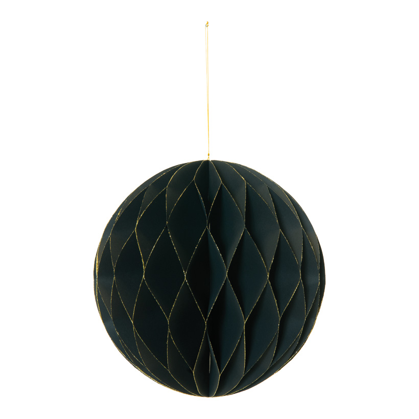 Wabenkugel, 30cm faltbar, mit Hänger, aus Papier, mit gold glitzernden Rändern, mit Magnetverschluss
