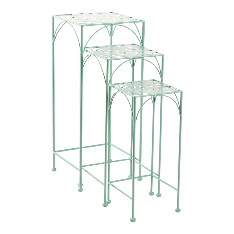 Warenpräsenter, A: 67x28x28cm, B: 57x24x24cm, C: 47x20x20cm 3-er Set, aus Metall